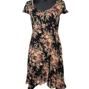 Ralph Lauren Denim & Supply Black Floral Short Sleeve Hi-Lo Dress Women’s Size 6
